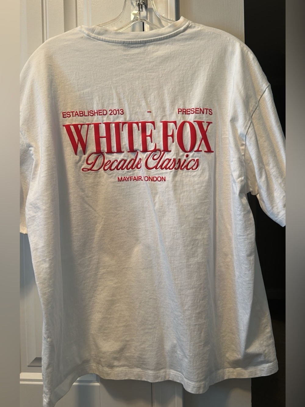 White Fox Boutique White Tee with Red Logo